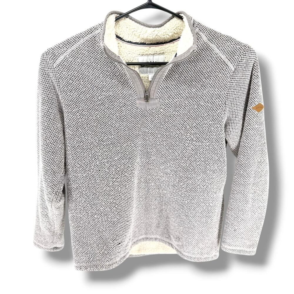 Orvis Classic Collection Sherpa Lined Quarter Zip Pullover Sweater Mens L Gray